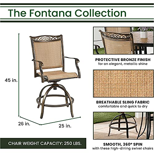 Hanover Fontana 7-Piece Outdoor High-Dining Patio Set Tan/Bronze