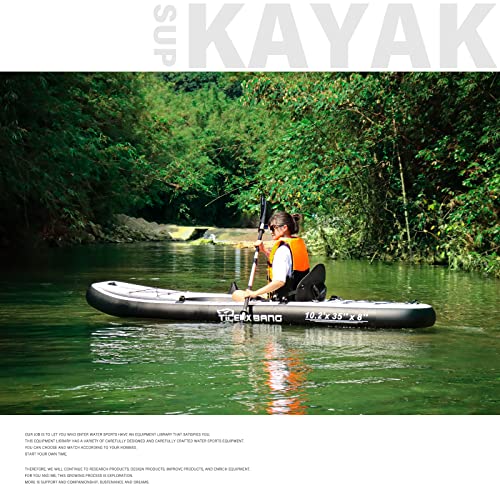 TIGERXBANG Inflatable Kayak with Detachable Seat Black