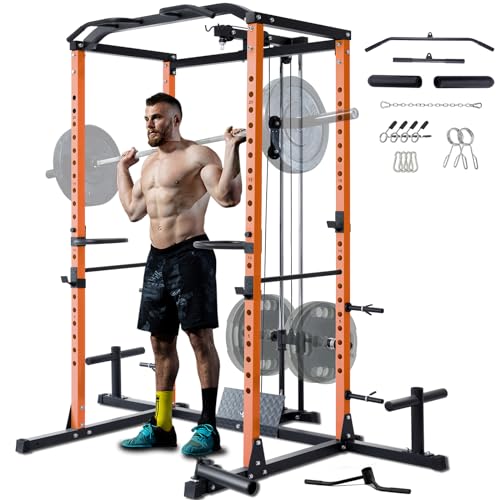 VANSWE Power Cage with LAT Pulldown Attachment Orange