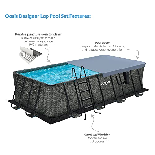 Funsicle Durable Rectangular Pool Cover for Oasis and Activity Pools Gray