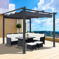 DESIGNSCAPE3D 10x10 Ft Retractable Patio Pergola with Canopy Gray