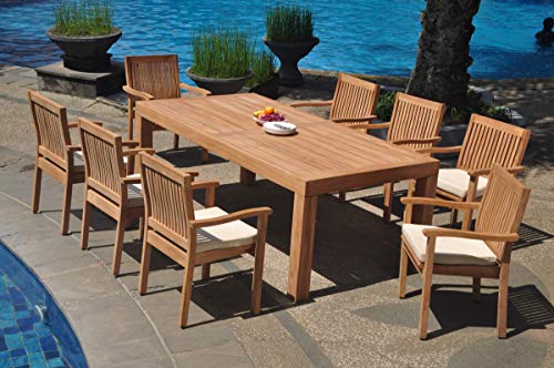 TeakStation 8 Seater Grade-A Teak Wood 9 Pc Dining Set Teak