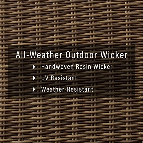 Crosley Furniture Bradenton Wicker Outdoor Loveseat Weathered Brown with Gray Cushions