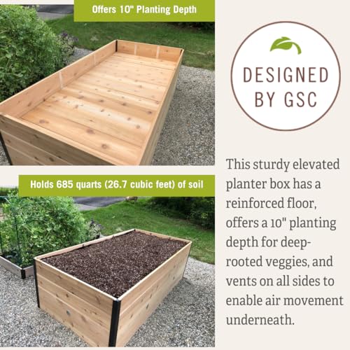 Gardener's Supply Company Elevated Cedar Raised Garden Bed 4' x 8' Brown