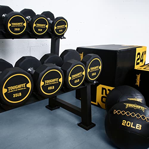 ToughFit 180LBS Decagon Dumbbell Set PEV Coated Black & Yellow