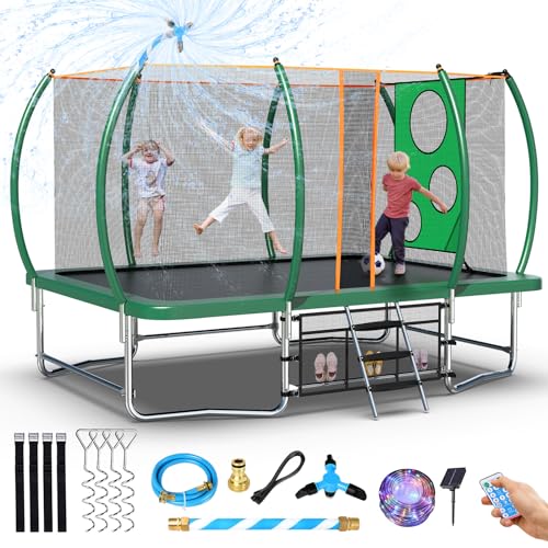 Tatub 8x14 Ft Rectangle Trampoline with Net Green
