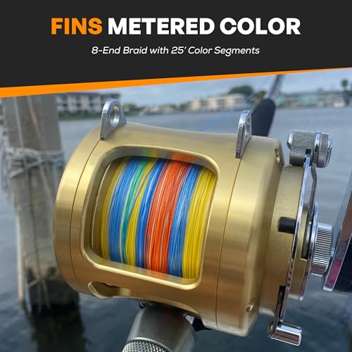 FINS Metered 4-Color 25ft Segments Braid Fishing Line 150 lb - 4800 Yds