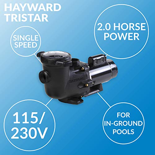 Hayward W3SP3215X20 TriStar Pool Pump, 2 HP Max Rate Black