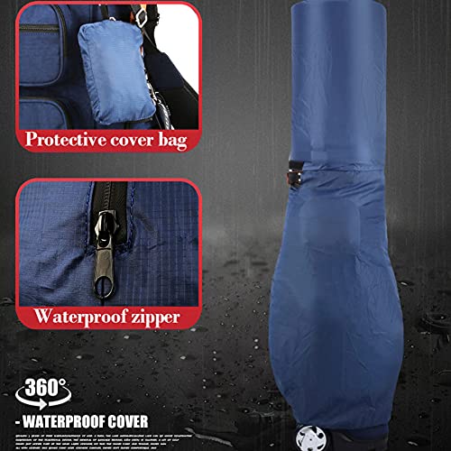 ACXZ Golf Travel Bag with 10 Way Dividers, Rain Cover, Cooler & Shoe Pocket, Wheels Dark Blue