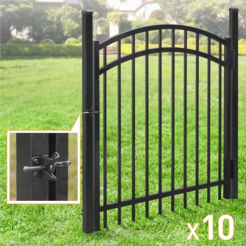 Fencer Wire Heavy Duty Flat Top X-Pattern Decorative Fence Gate Black, 4FT x 4FT, Pack of 10