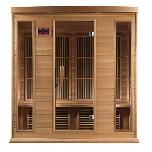 Maxxus Saunas 4 Person Low EMF FAR Infrared Carbon Canadian Red Cedar Sauna Multicolor
