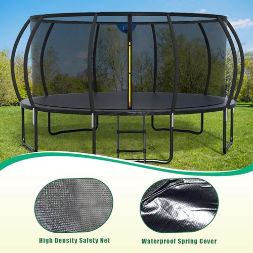 Liyarya 16FT Outdoor Trampoline with Basketball Hoop & Sprinkler, Black