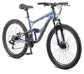 Mongoose Status Mountain Bike 26-Inch Wheels 21 Speed Trigger Shifters Aluminum Frame Dual Suspension Front and Rear Disc Brakes Slate Blue