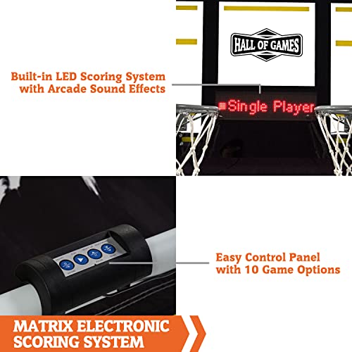 Hall of Games Xtra Long Shot EZ-Fold Premium Arcade Basketball Game Black/Yellow/White