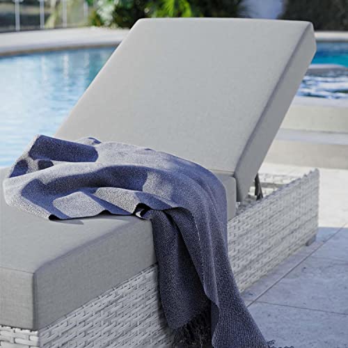 Modway Convene Wicker Rattan Outdoor Patio Chaise Lounge Chair Light Gray