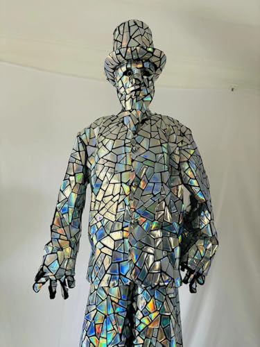HoHoHuo Silver Mirror Man Performance Costume XLarge