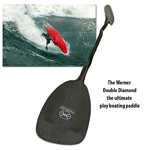 Werner Paddles Double Diamond Carbon Bent Shaft Whitewater Kayak Paddle-194cm Black