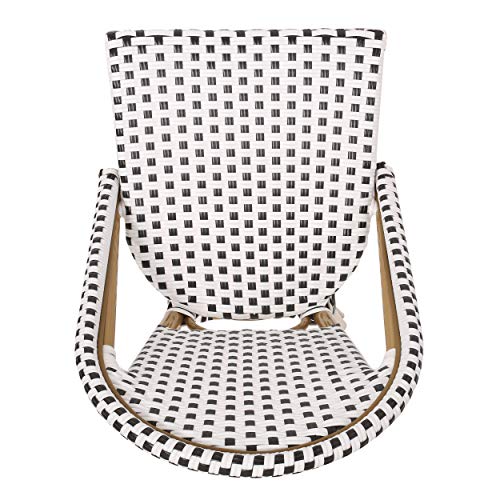 Christopher Knight Home Kinner Outdoor Barstool Black White Bamboo Print Finish