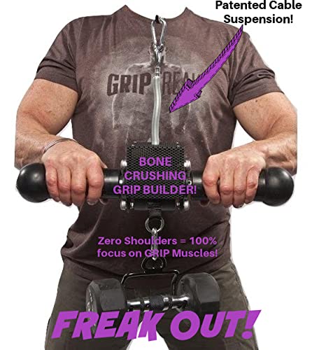 GRIP FREAK Thick Grip Wrist Roller with Dumbbell Hook