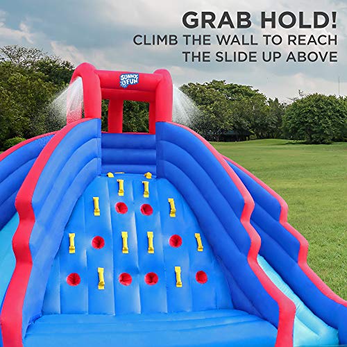 SUNNY & FUN Ultra Climber Inflatable Water Slide Park with Climbing Wall Blue/Red