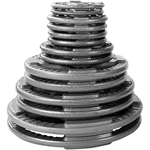 Body-Solid (OST255) Cast Iron Olympic Quad Grip Weight Plate Set Chrome Gray