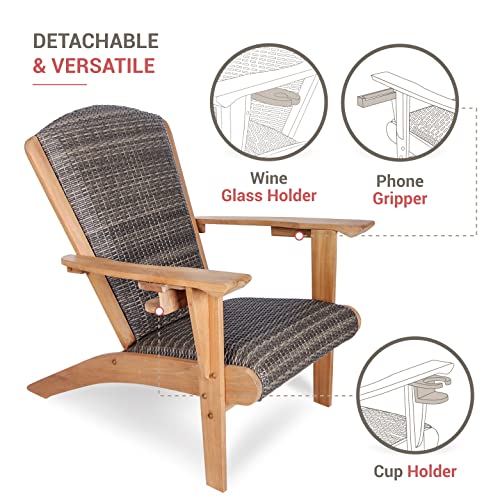 Cambridge Casual 2-Piece Auburn Padded Upholstered Outdoor Adirondack Chair Teak Wood / All-weather Wicker