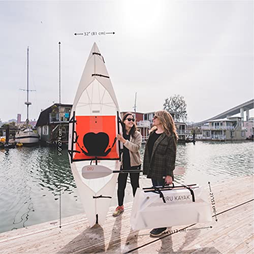 Oru Kayak Lake Pro Bundle | Foldable Kayak, Fiberglass Paddle, Pack, Float Bags, Bottle - White