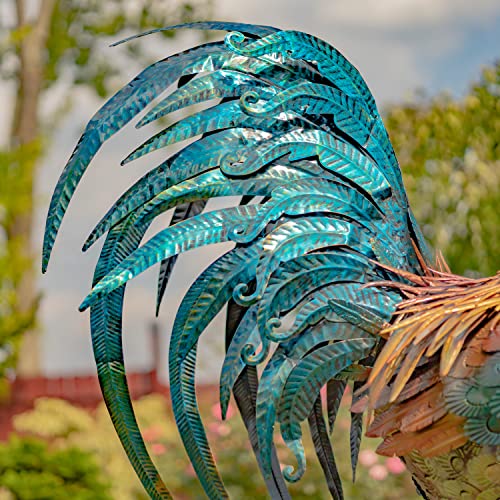 Zaer Ltd. 5.5 ft. Tall Painted Iron Rooster Garden Statue "Robert