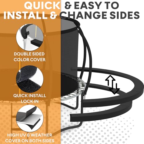 JUMPZYLLA Outdoor Trampoline with Enclosure and Ladder Black & Black