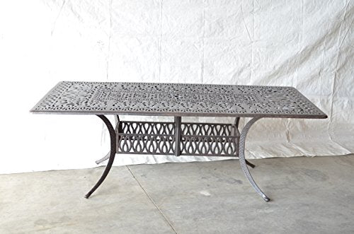 PatioLand Elizabeth Outdoor Patio 9pc Dining Set 44" x 84" with Premium Fabric Cushions