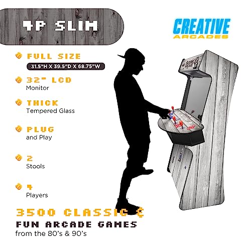 Creative Outdoor Distributor Full Size Arcade Machine 4 Player 3500 Games 32" LCD Woodgrain Light Gray