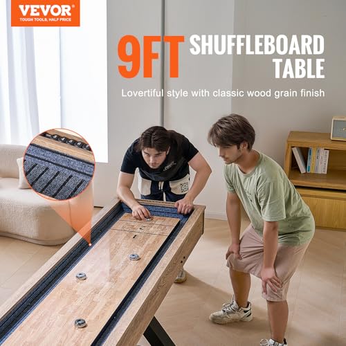 VEVOR 9ft Shuffleboard Table & Bowling Combo Black/Brown