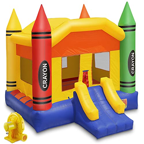 Cloud 9 Commercial Grade Crayon Castle Bounce House with Blower Multicolor