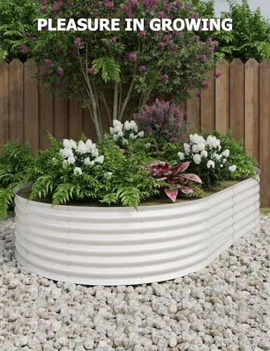 Hipicute 2Pcs 8x4ft Galvanized Raised Garden Bed Beige