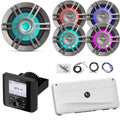 Enrock Marine Bluetooth Radio & 4X 6.5" RGB LED Titanium Speakers & 10" RGB LED Subwoofer & 5 Channel Amplifier Kit