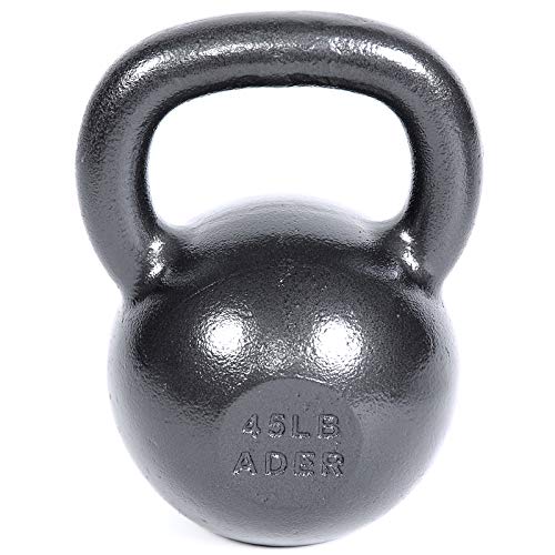 Ader Sporting Goods Ader Premier Kettlebell Set w/DVD & Free Rack Rubber Mat Grey, Black