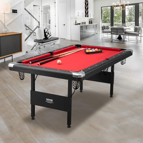 VEVOR Portable Foldable Billiards Table Set 6.3 ft Red + Black