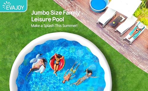 KLKE Inflatable Round Above Ground Swimming Pool Set Blue