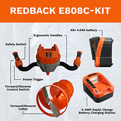 Mowro Redback 40V Cordless Ice Auger with Stainless Steel Blades and Battery