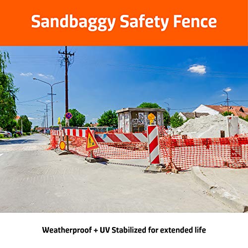 Sandbaggy 4 Ft x 100 Ft Orange Safety Barrier Fence - Plastic Snow Fence for Crowd Control & Construction (100 Rolls)