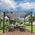 Paragon Outdoor 11’ x 16’ Florence Aluminum Pergola with Retractable Canopy Silver