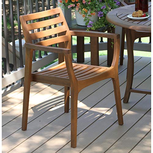 Unknown Eucalyptus Stacking Arm Chairs Set of 4 Brown