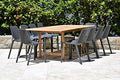 Amazonia Lantana 11-Piece Deluxe Patio Dining Set Teak Wood Gray