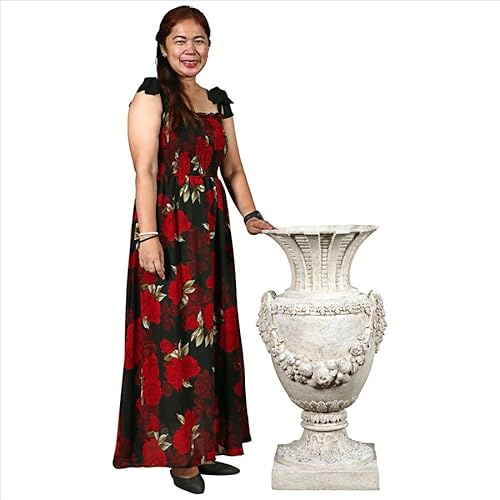 Design Toscano Greek Pan of Olympus Architectural Garden Urns Set of Two Roman Stone