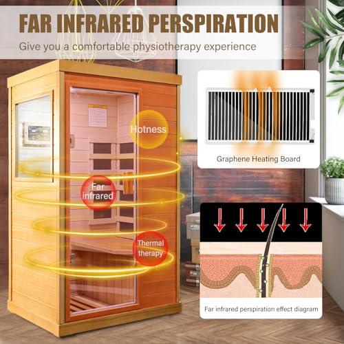 Daleyzay 1-Person Infrared Sauna Canadian Hemlock Natural