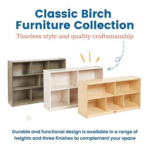 ECR4Kids 8-Compartment Mobile Storage Cabinet 36in Classroom Furniture Natural