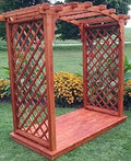 Backyard Crafts Amish-Made Jamesport Style Cedar Arbor with Deck 5' Wide Oak Stain