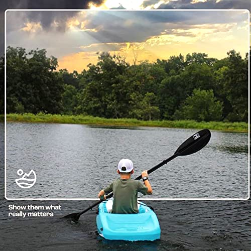 Evrwild Kids 6.5ft Kayak with Paddle, Lightweight Premium & Stable, 3-Level Footrest, Sit On Top for Youth to Teen Up to 130lbs, Grinnell Glacier Blue