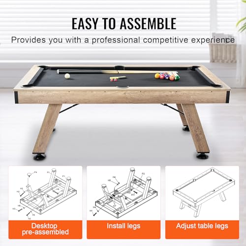 VEVOR 7 ft Billiards Table Black