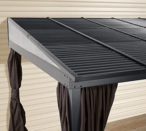 Sojag 10' x 12' Portland Wall-Mounted Gazebo Outdoor Aluminum Frame Brown